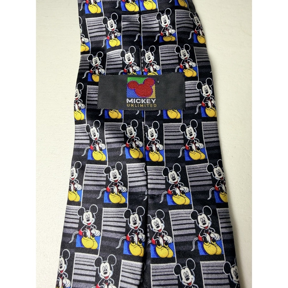 Vintage Mickey Mouse Neckties Black & Red Handmade Silk Mickey Unlimited 59" - Picture 5 of 6